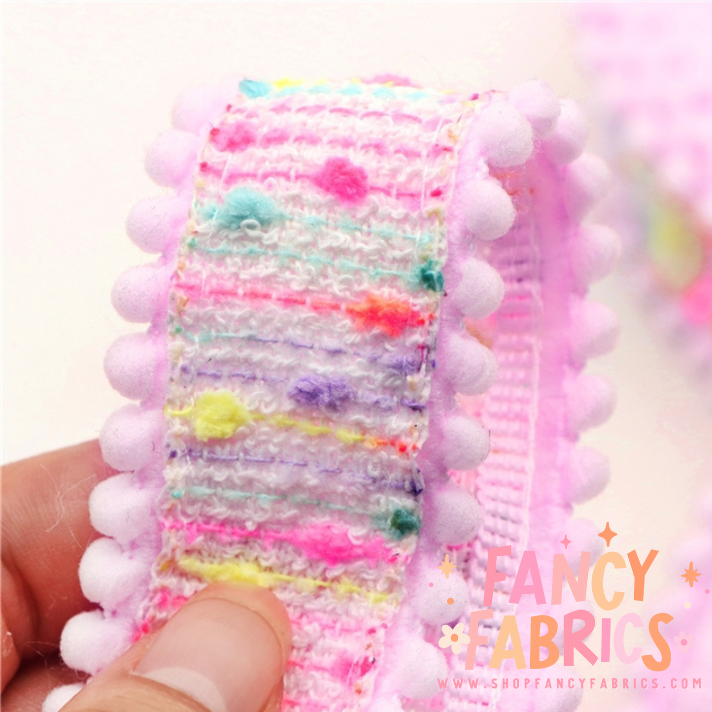 Confetti | 1.5" Single Sided | Pom Pom Ribbon | Sold By The Yard | Ready To Ship