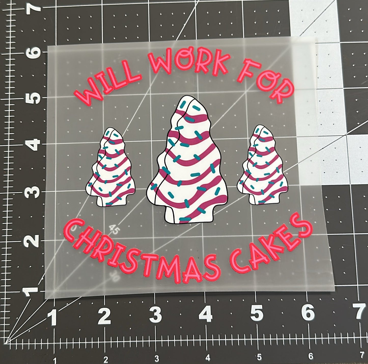 Will Work For Christmas Cakes (Pink) | Toddler Size | DTF Transfer