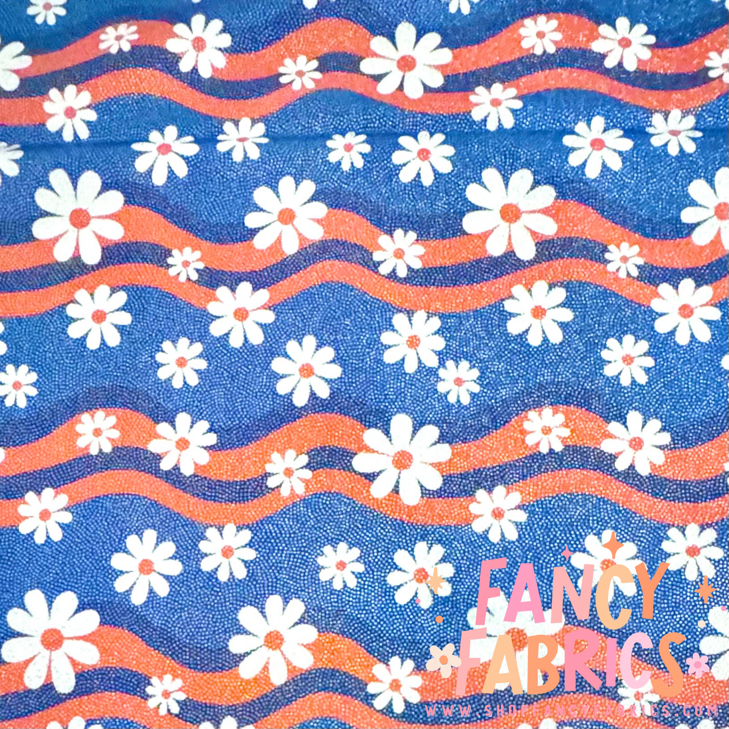 Wavy American Flowers | 4x4 Scaling | Printed Holographic | Ready To Ship