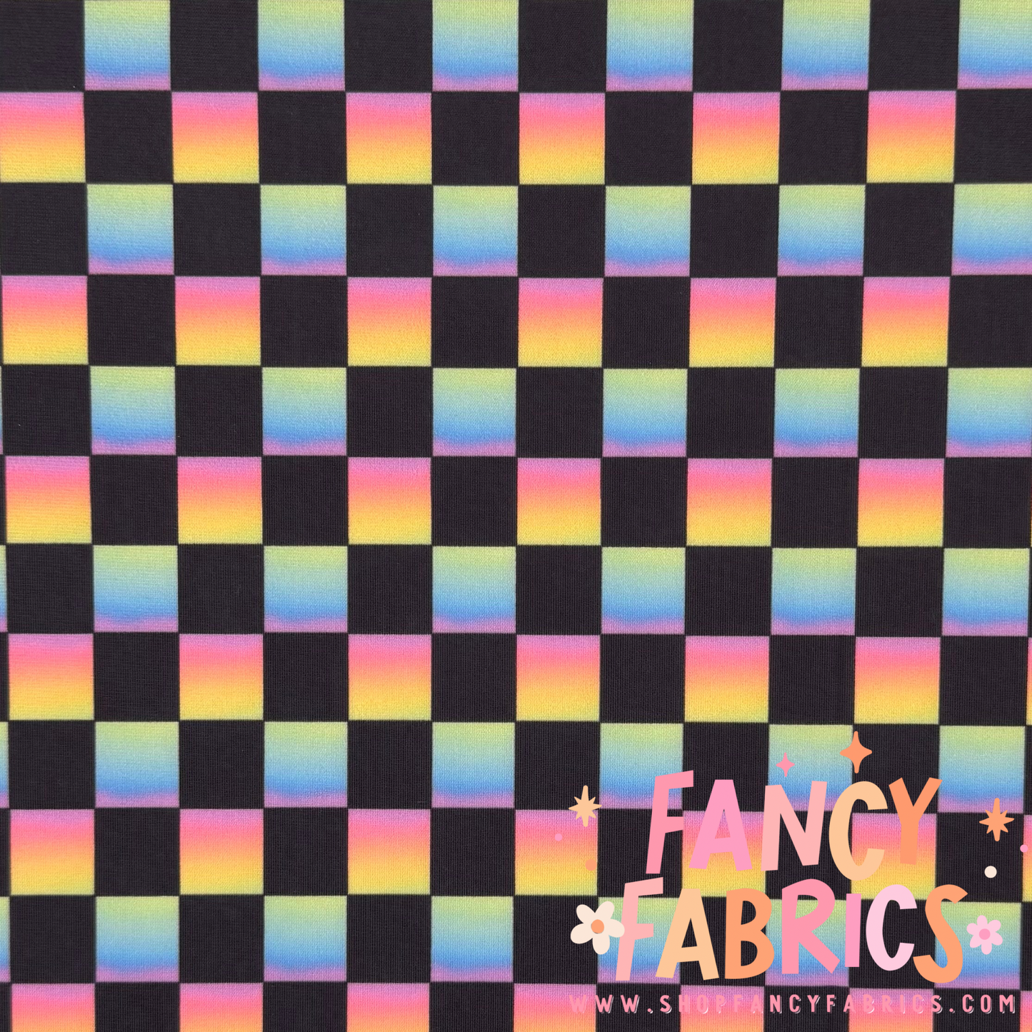 Rainbow Ombré Checkers | Swim | 4x4 Scaling | Ready To Ship