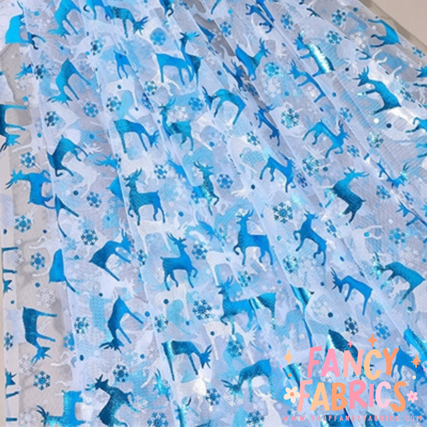 Blue Reindeer | Organza Mesh | Ready To Ship