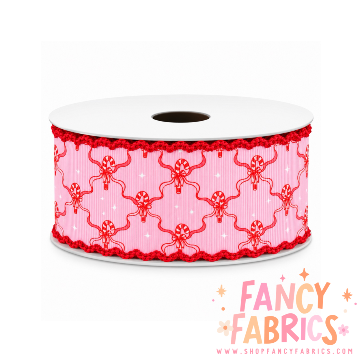 Candy Cane Coquette | 2" Single Sided | Moonstitch Printed Ribbon | Ready To Ship