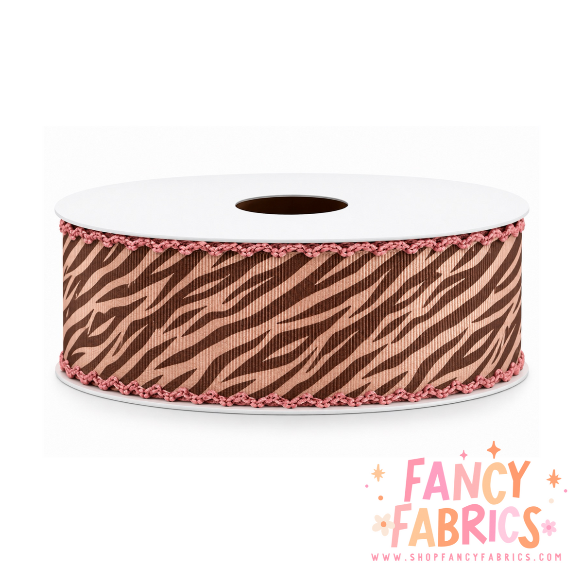 Brown Zebra | 2" Single Sided | Moonstitch Printed Ribbon | Ready To Ship