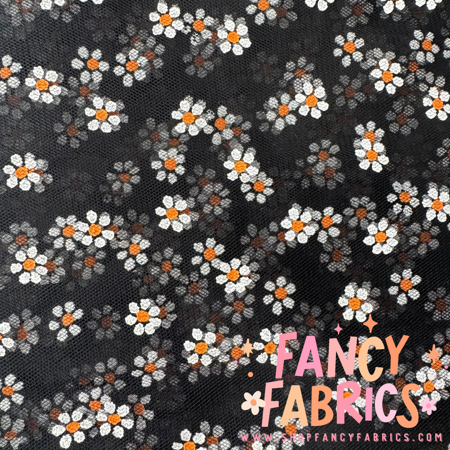 Black | Tiny Daisy Mesh | Ready To Ship