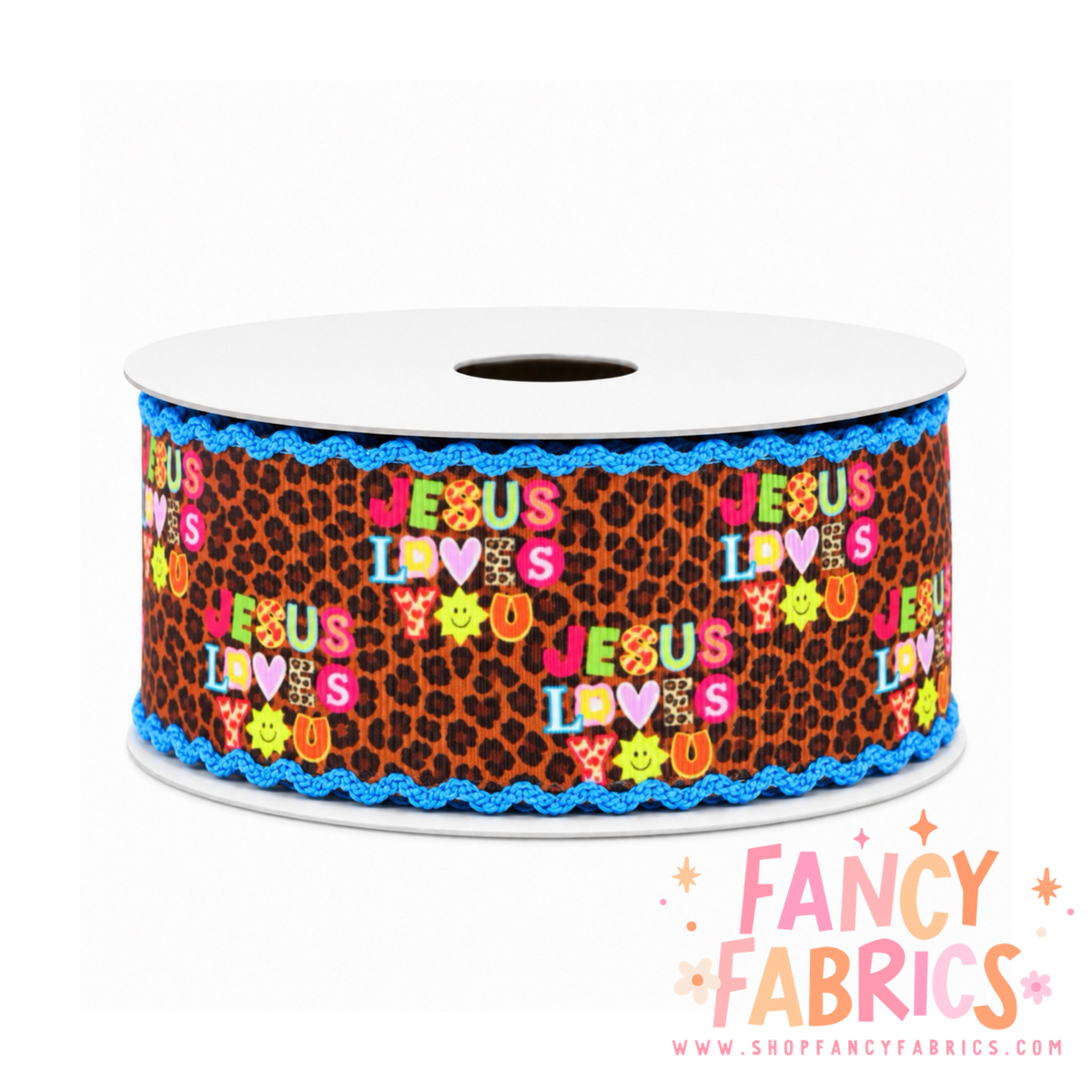 Jesus Loves You | 2" Single Sided | Moonstitch Printed Ribbon | Ready To Ship