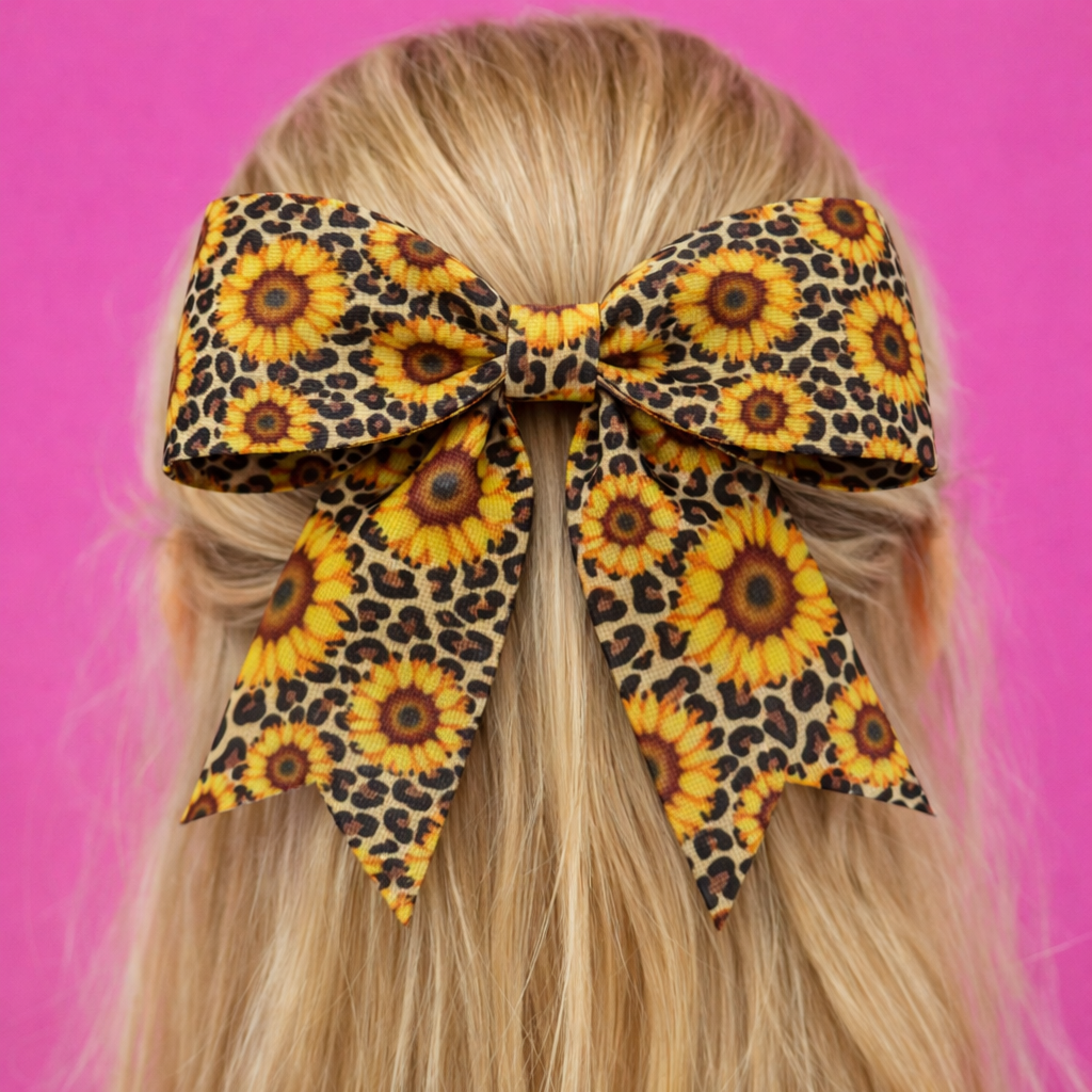 Leopard Sunflowers | 3" Single Sided | Printed Ribbon | Ready To Ship