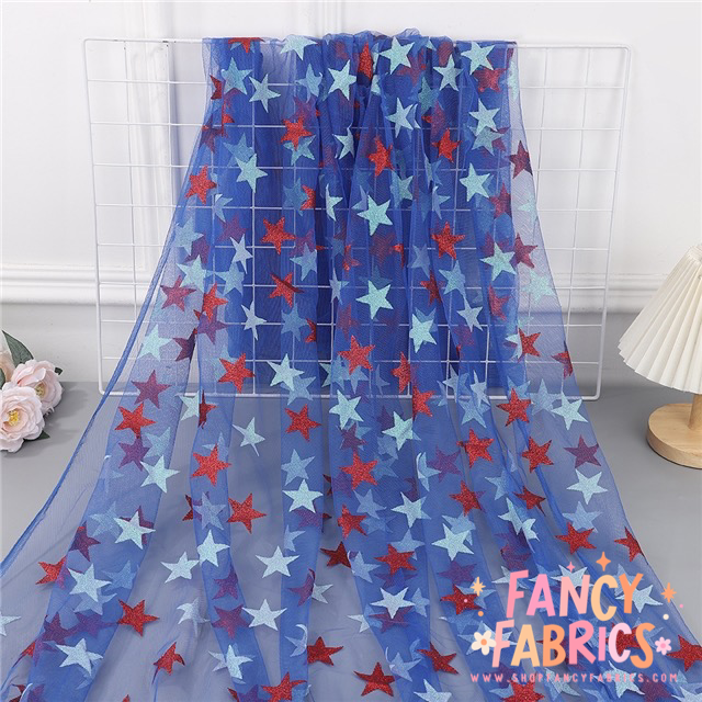 RWB Glitter Stars | Mesh | Ready To Ship