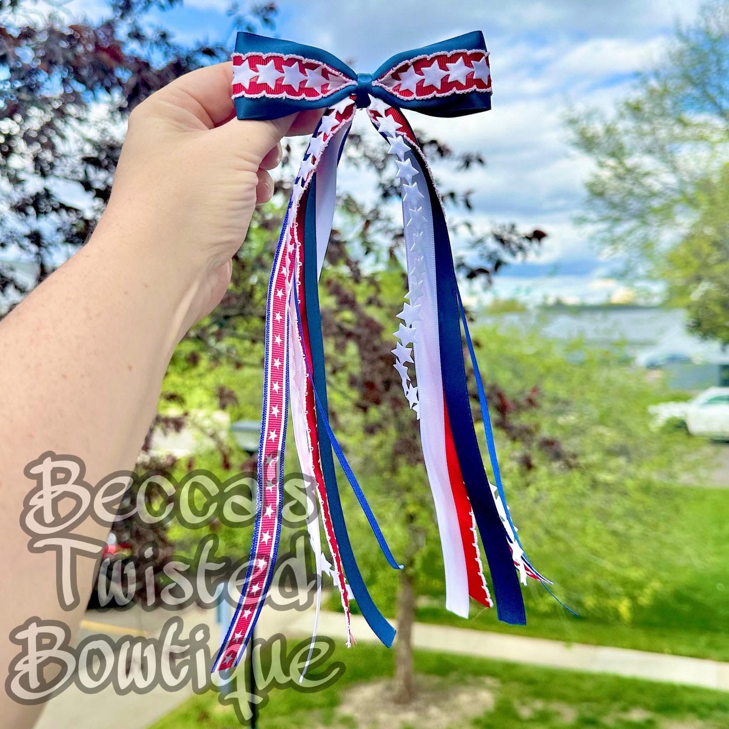 White | Star Embossed Ribbon | Sold By The Yard