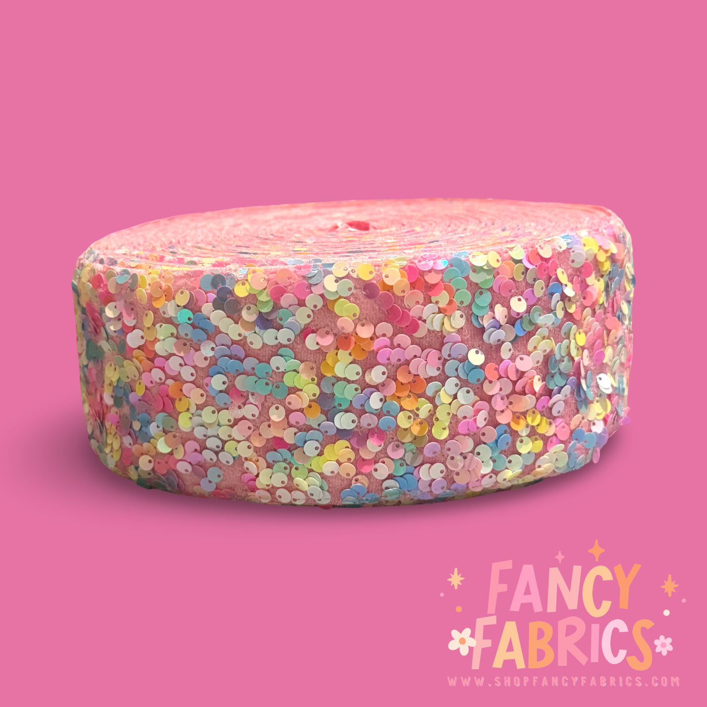 Pink Pastel | 3" Single Sided | Sequin Velvet Ribbon | Ready To Ship