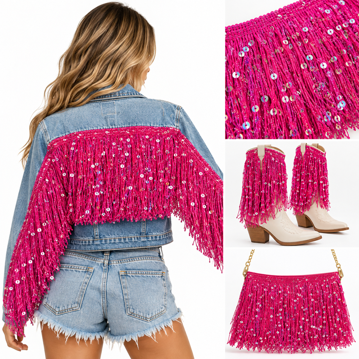 Pink | Sequin Fringe | By The Yard