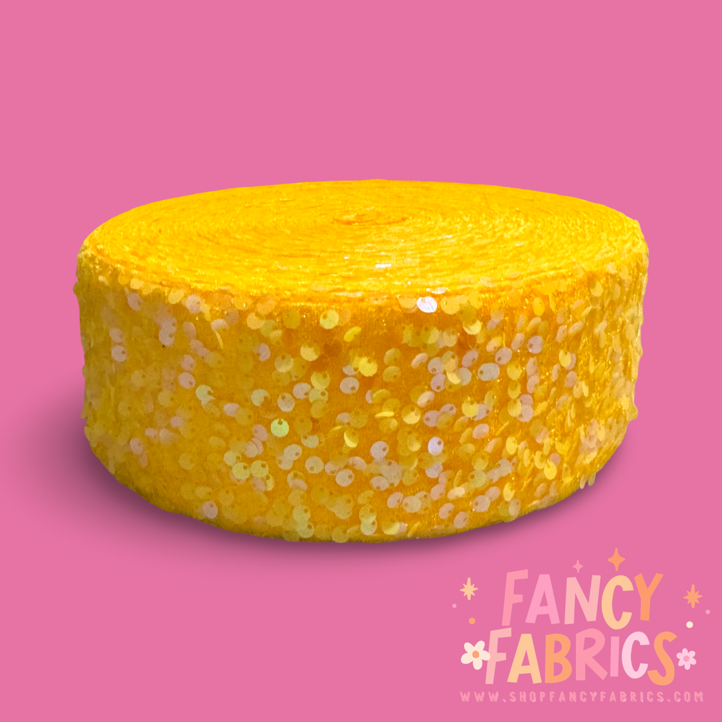 Yellow | 3" Single Sided | Sequin Velvet Ribbon | Ready To Ship