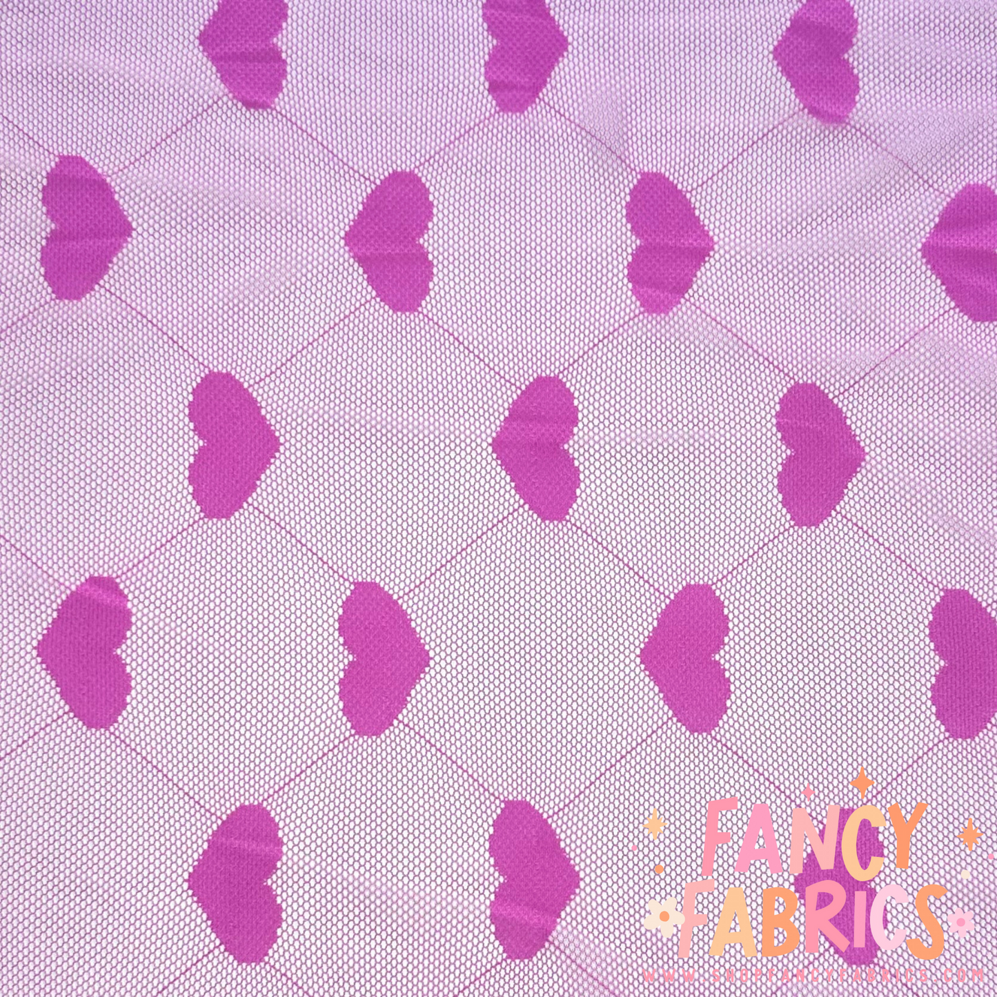 Pattern Hearts (Dark Pink) | Stretch Mesh | Ready To Ship