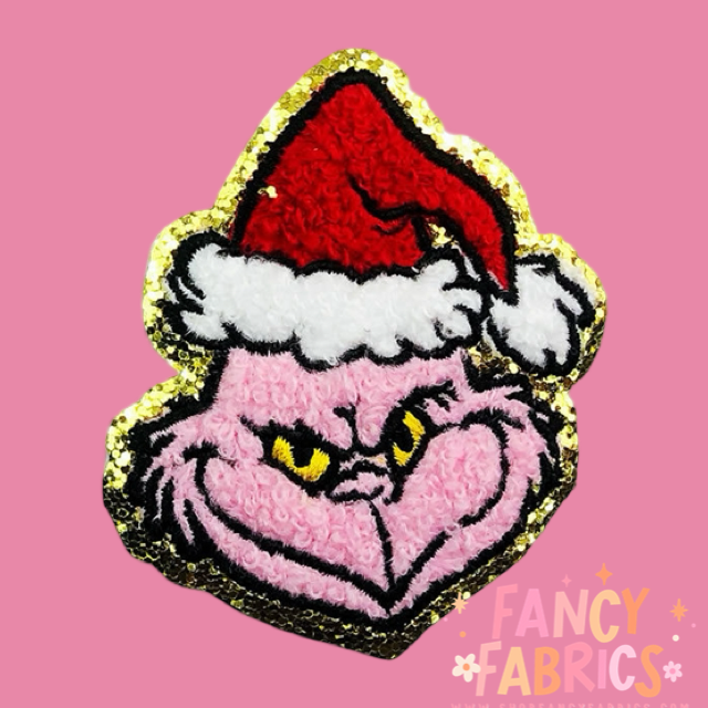 Pink Face Grinch | Iron On Patch