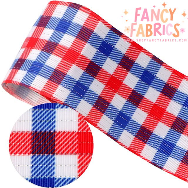 RWB Plaid | 3" Single Sided | Printed Ribbon | Ready To Ship
