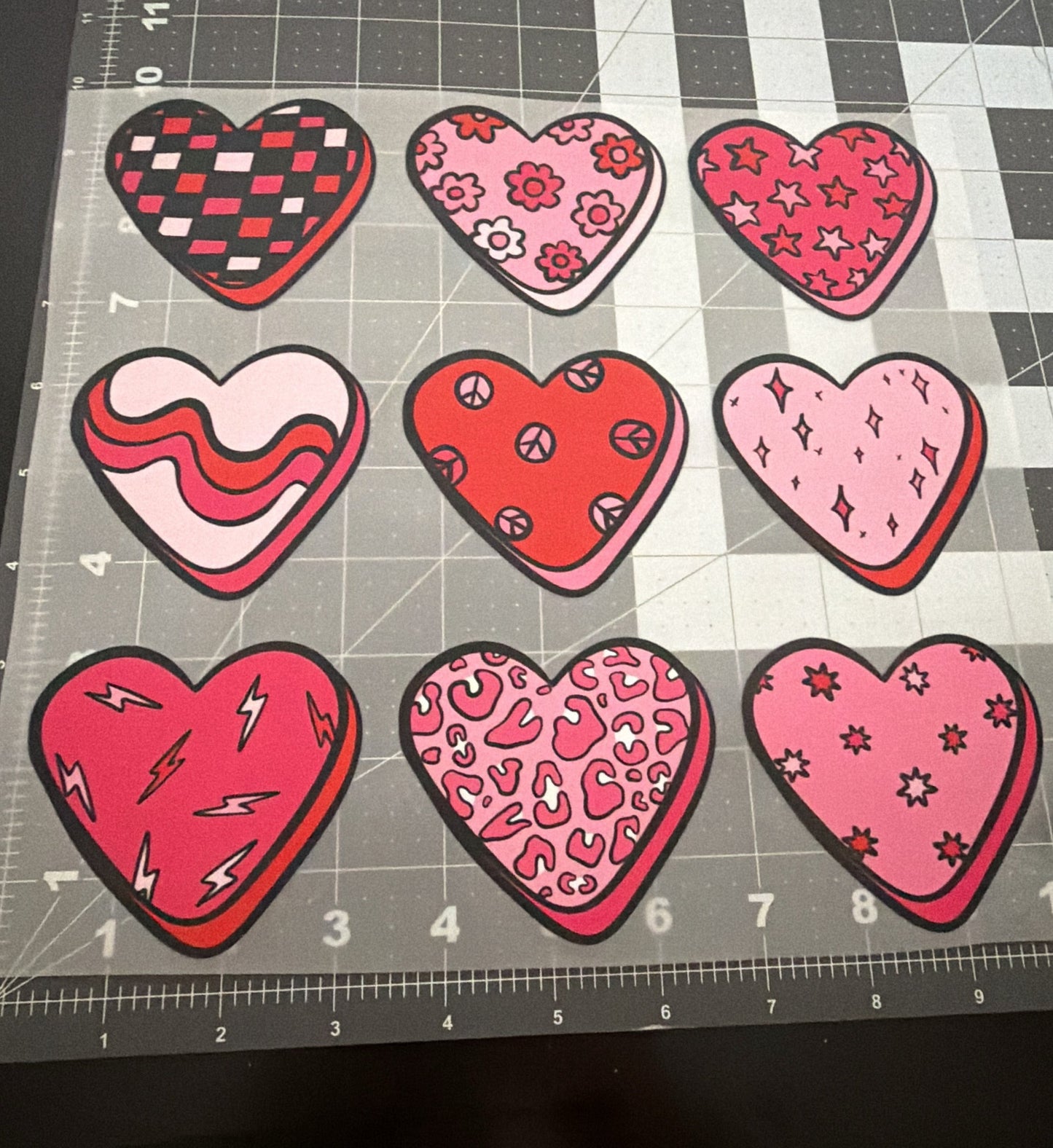 Pattern Hearts | Adult Size | DTF Transfer | Ready To Ship