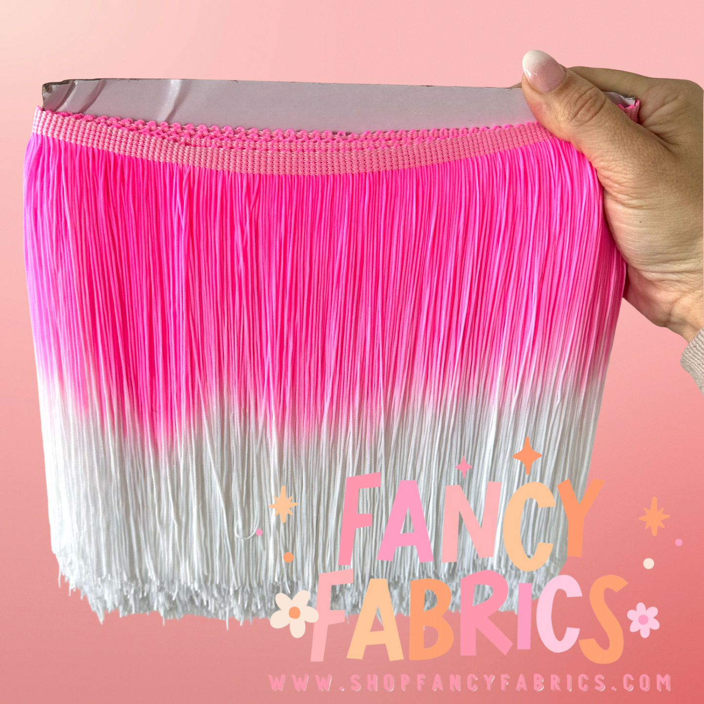 Hot Pink + White | Ombré Fringe | By The Yard