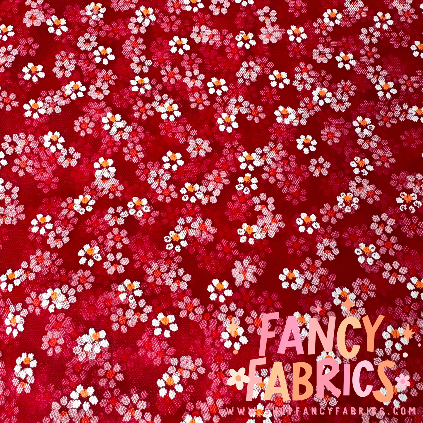 Red | Tiny Daisy Mesh | Ready To Ship