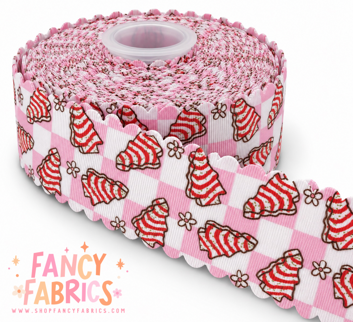 Christmas Cakes | 2" Single Sided | Scalloped Grosgrain Ribbon | Ready To Ship