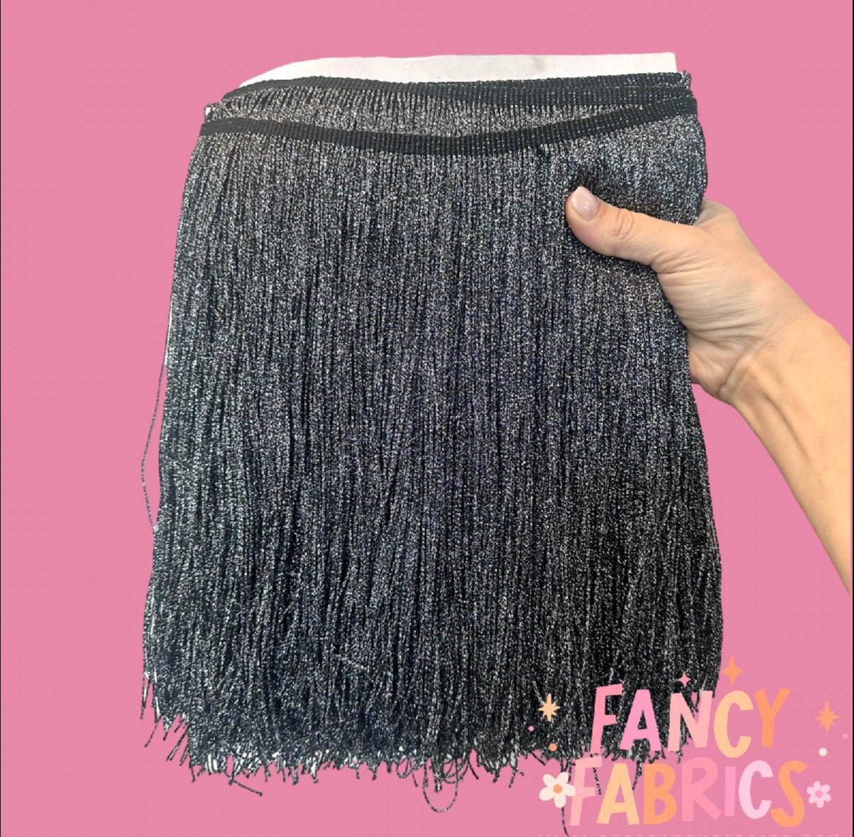 Black | XL Metallic Fringe | Ready To Ship