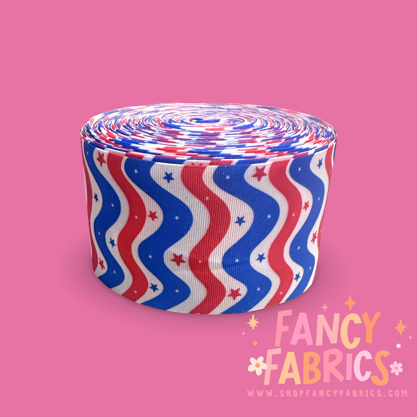 America Waves | 3" Single Sided | Printed Ribbon | Ready To Ship