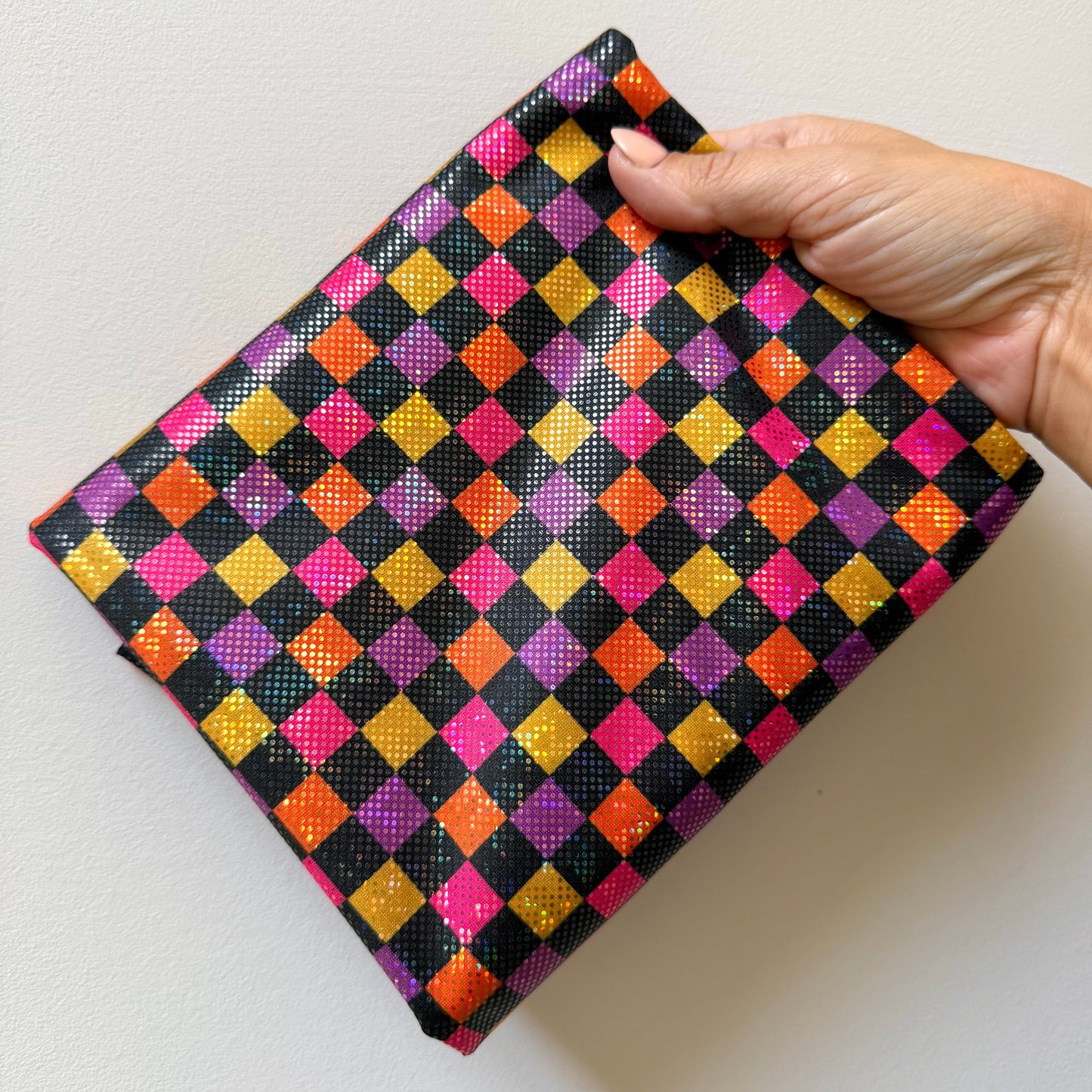 Colorful Halloween Checkers | 4x4 Scaling | Printed Shattered Holographic | Ready To Ship