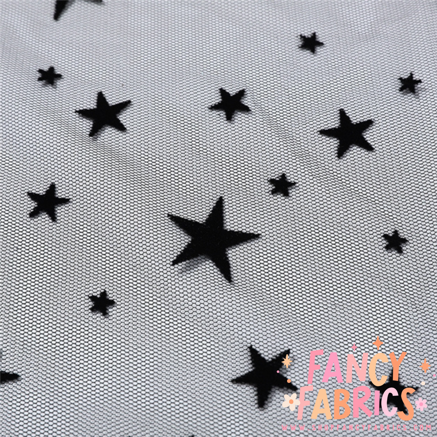 Black Flocked Stars | Mesh | Ready To Ship