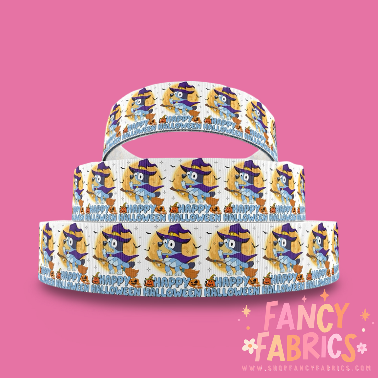 Blue Dog Halloween | 3" Single Sided | Printed Ribbon | Ready To Ship