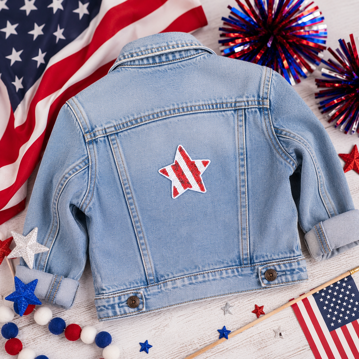 Red White & Sparkle Star | Iron On Patch | Ready To Ship