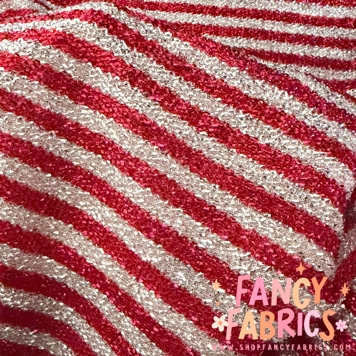 Candy Cane Stripes | Tinsel Fabric | Ready To Ship