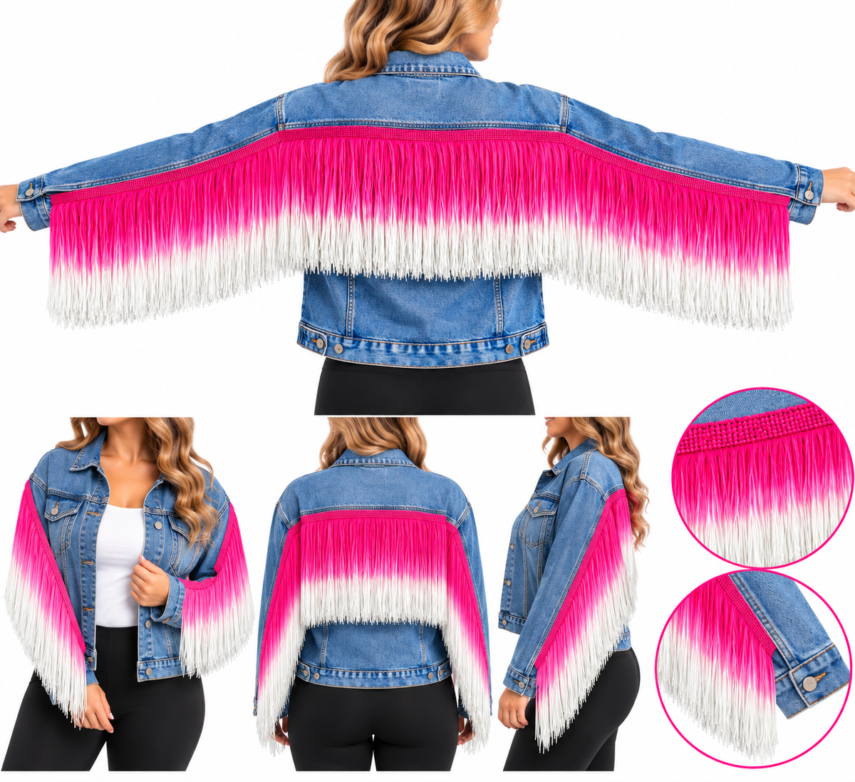 Dark Pink + White | Ombré Fringe | By The Yard