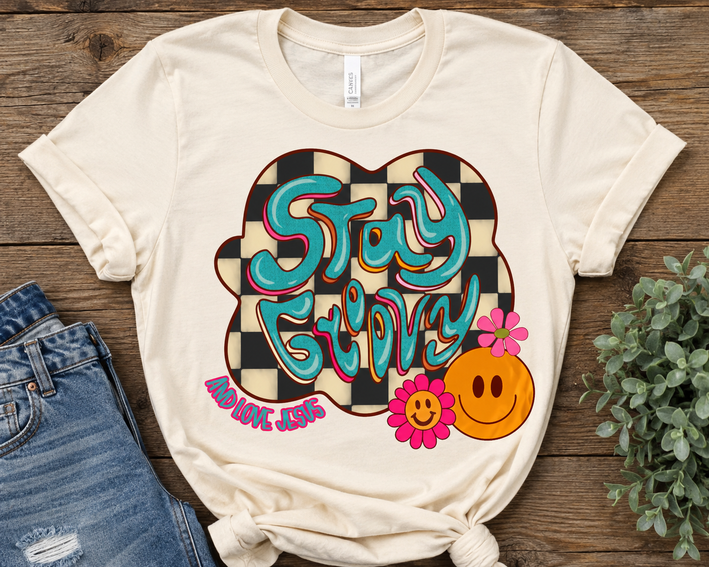 Stay Groovy & Love Jesus | Adult Size | DTF Transfer | Ready To Ship