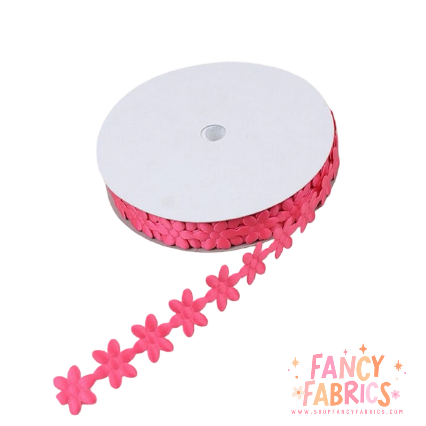 Dark Pink | Daisy Embossed Ribbon | Sold By The Yard