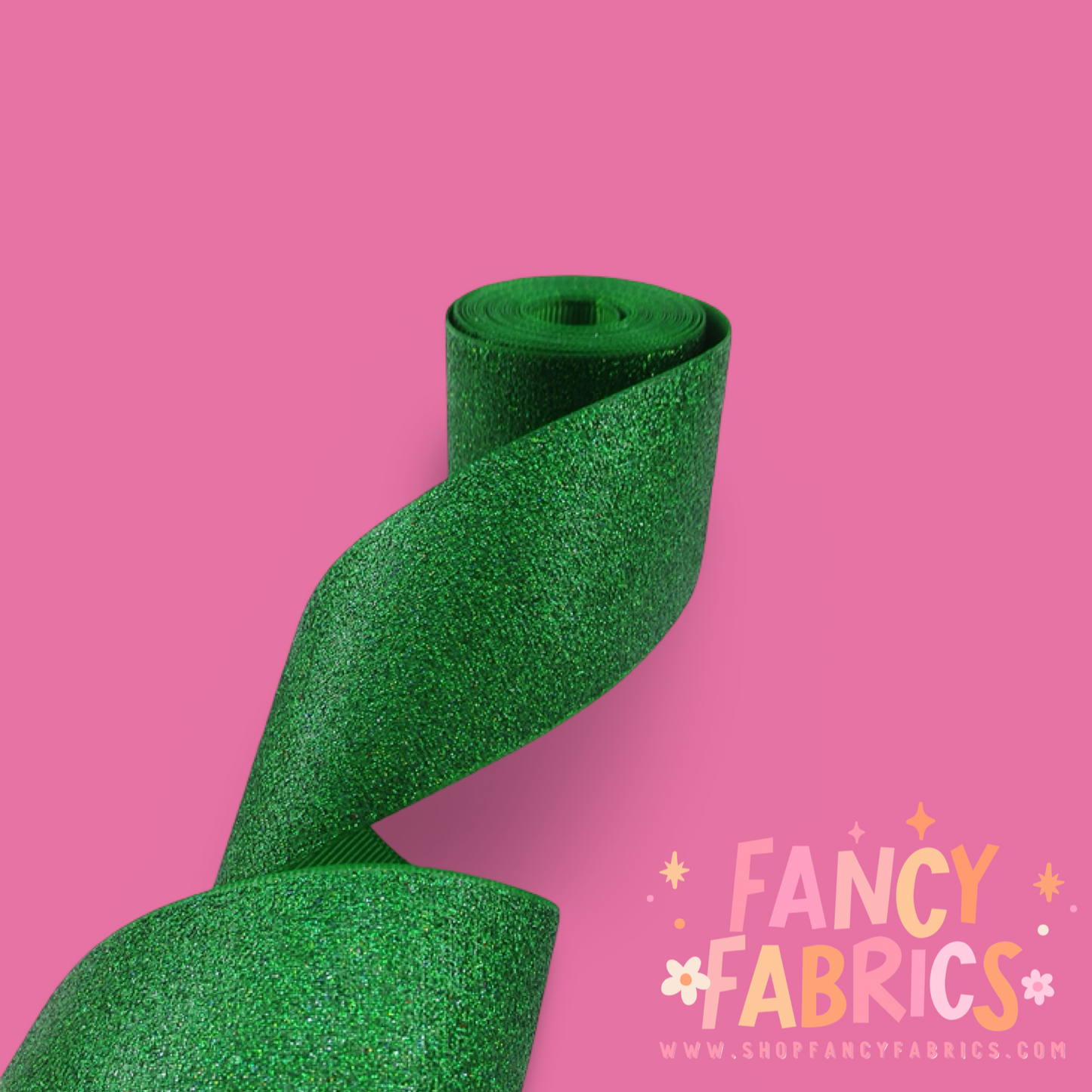 Green | 1.5" Single Sided | Solid Glitter Ribbon | Ready To Ship