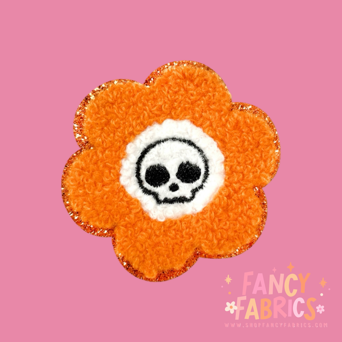skull embroidery patch flower
