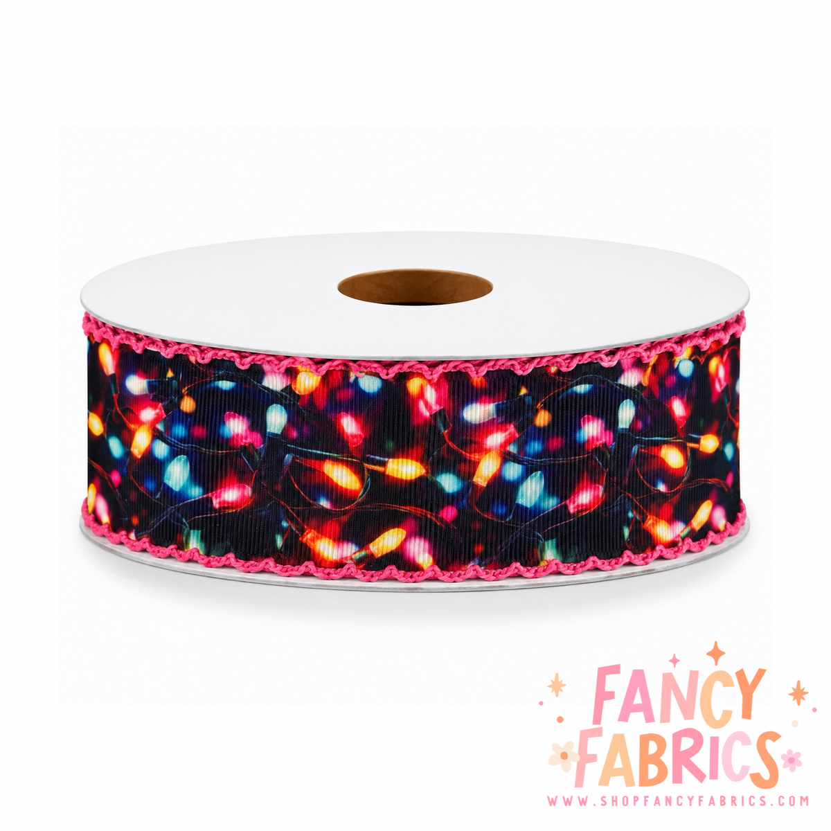 Christmas Lights | 2" Single Sided | Moonstitch Printed Ribbon | Ready To Ship