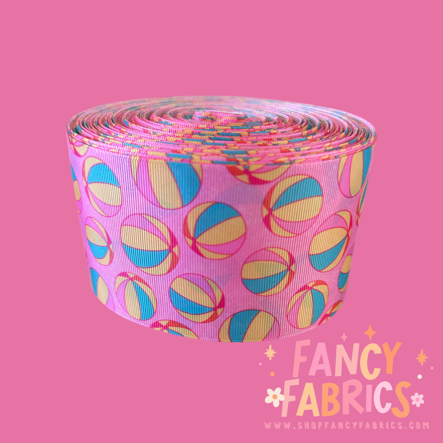 Beach Balls 3" single sided ribbon