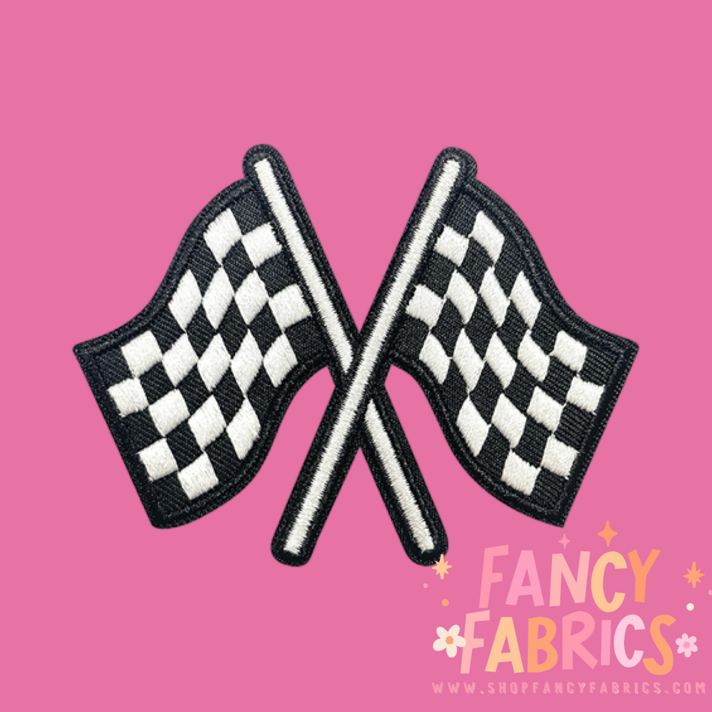 Black Racing Flags iron on patch