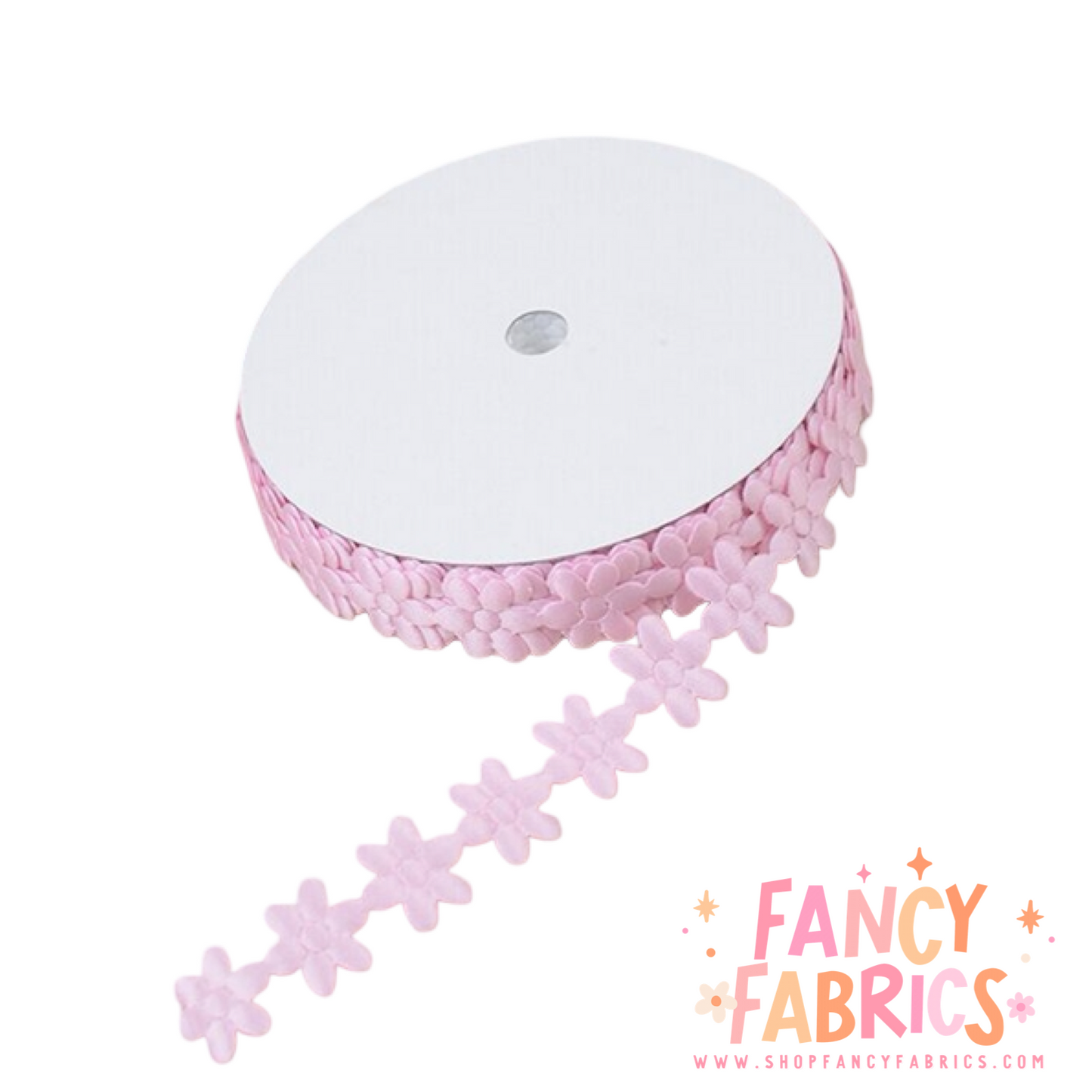 Pink | Daisy Embossed Ribbon | Sold By The Yard