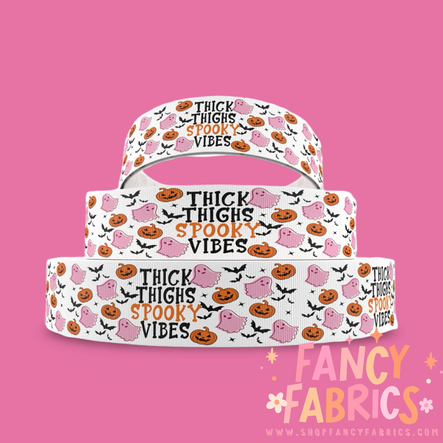 Thick Thighs & Spooky Vibes | 3" Single Sided | Printed Ribbon | Ready To Ship
