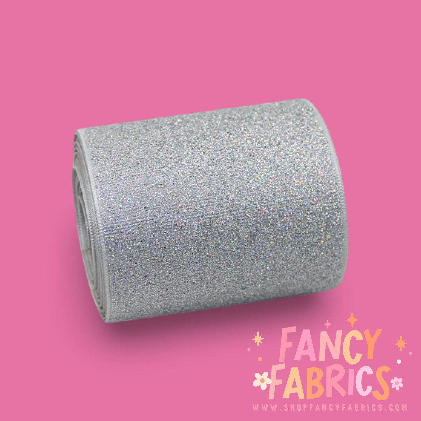 Silver | 3" Single Sided | Solid Glitter Ribbon | Ready To Ship