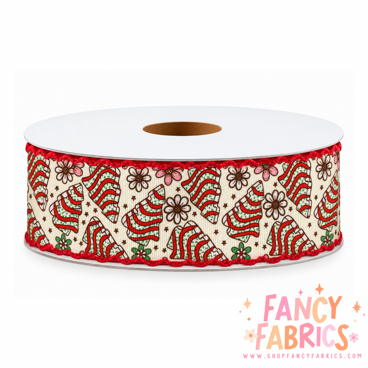 Classic Christmas Cakes | 2" Single Sided | Moonstitch Printed Ribbon | Ready To Ship