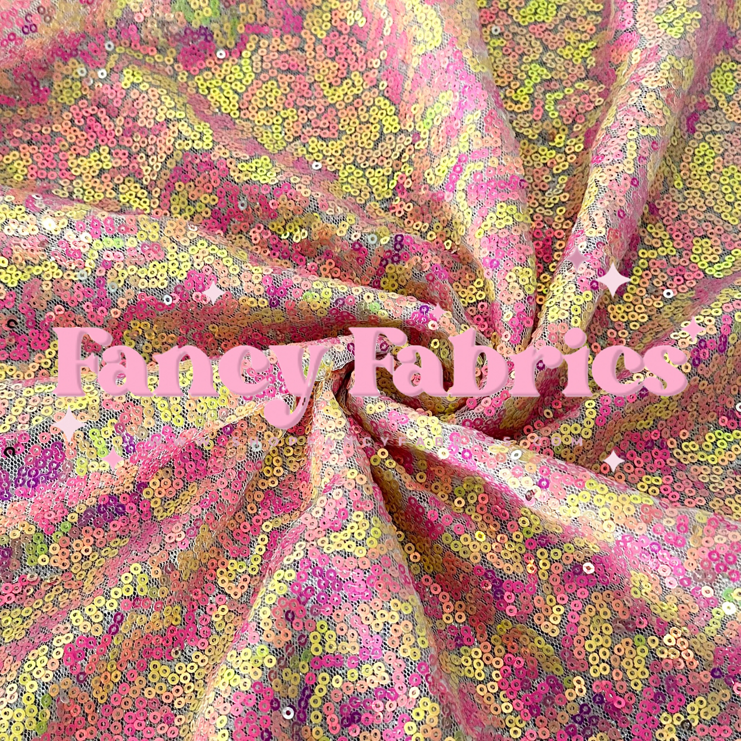 Pink + Yellow | Stretch Sequin Mesh