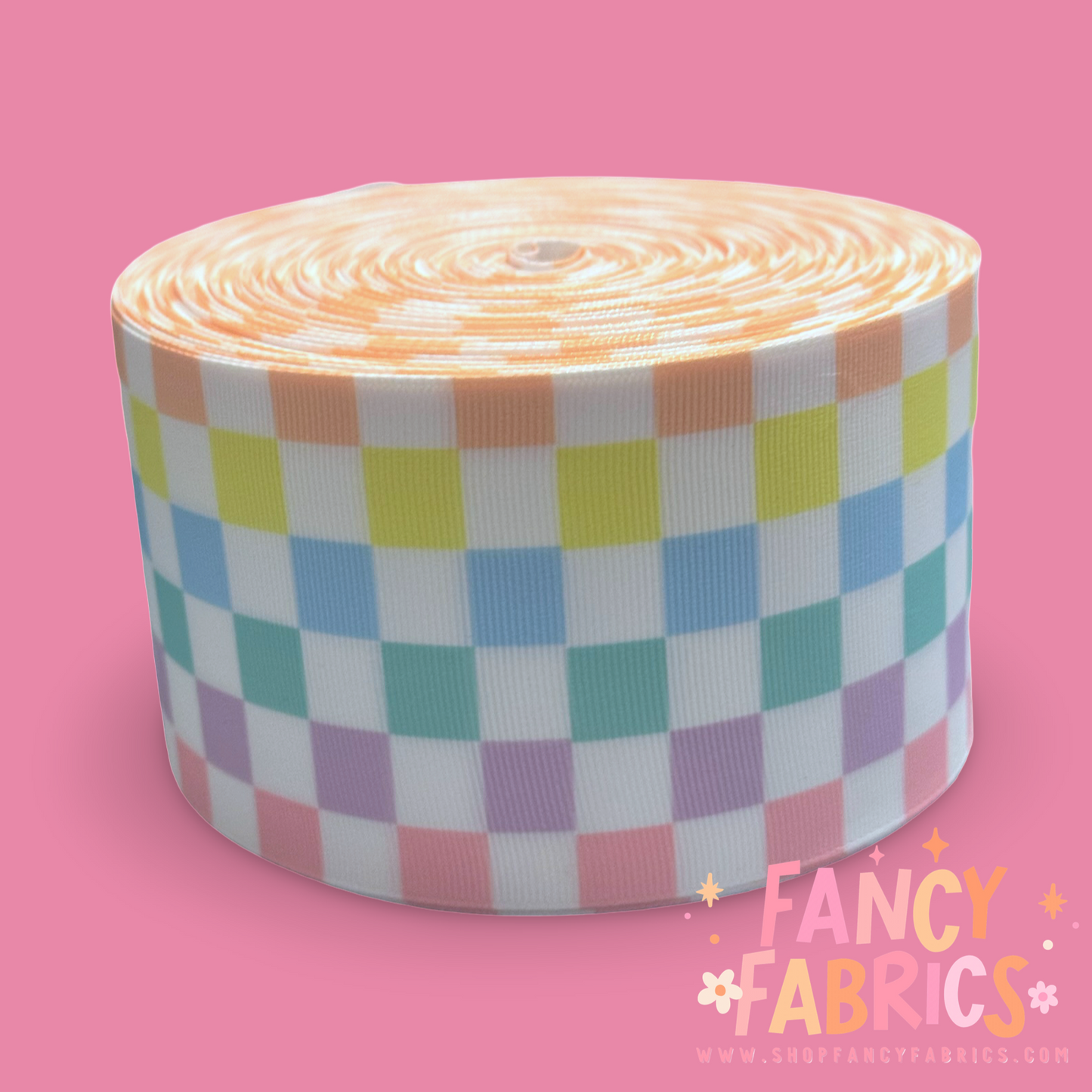 Pastel Checkers | 3" Single Sided | Printed Ribbon | Ready To Ship