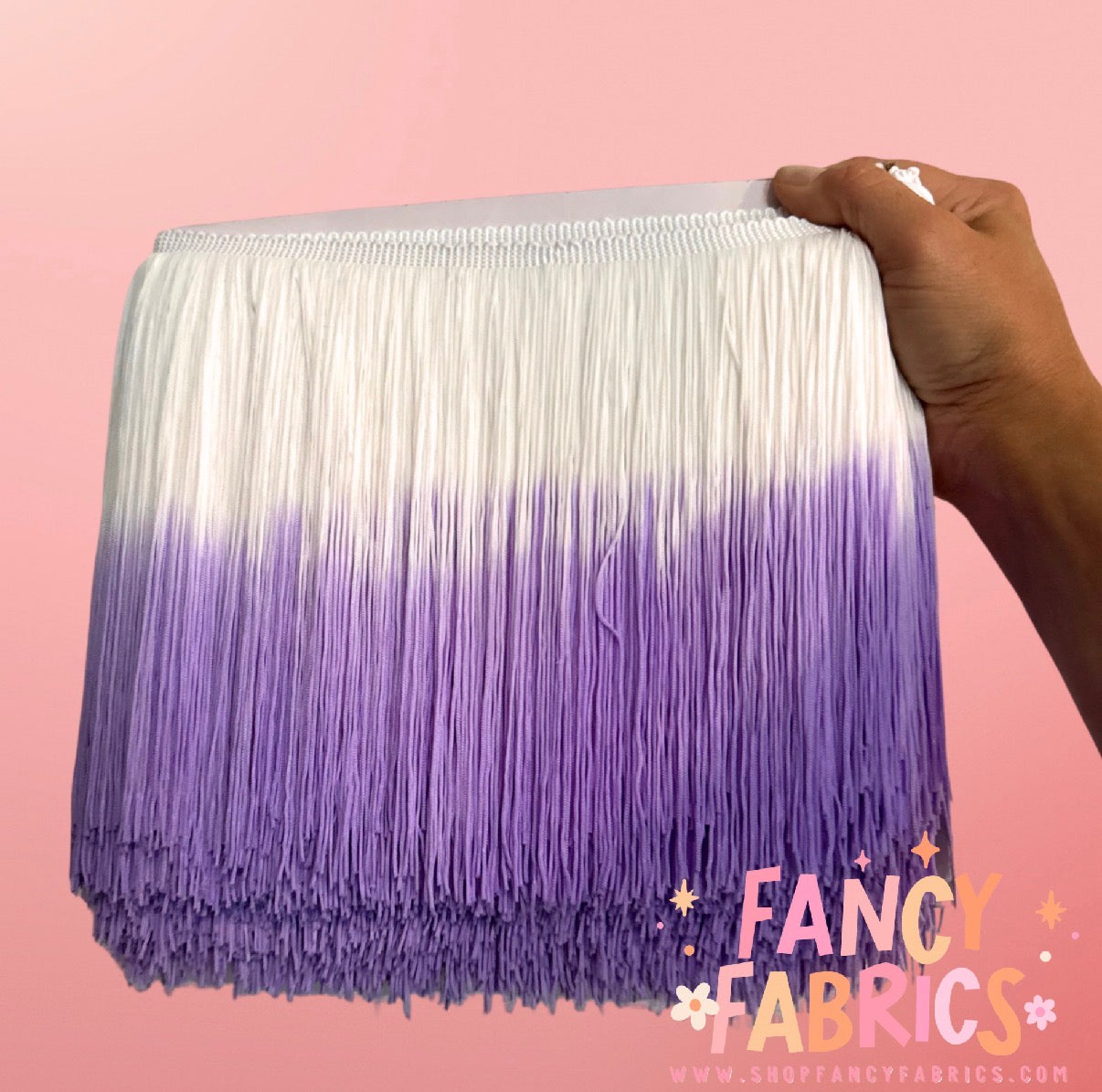 White + Lavender | Ombré Fringe | By The Yard