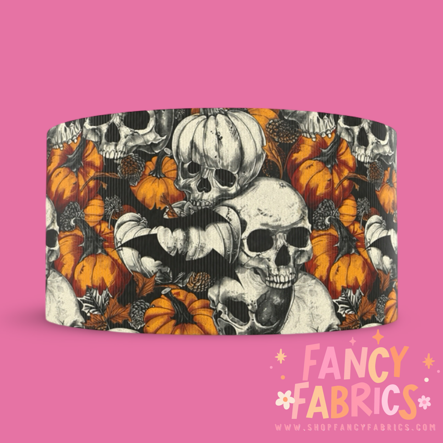 Skulls & Pumpkins | 3" Single Sided | Printed Ribbon | Ready To Ship