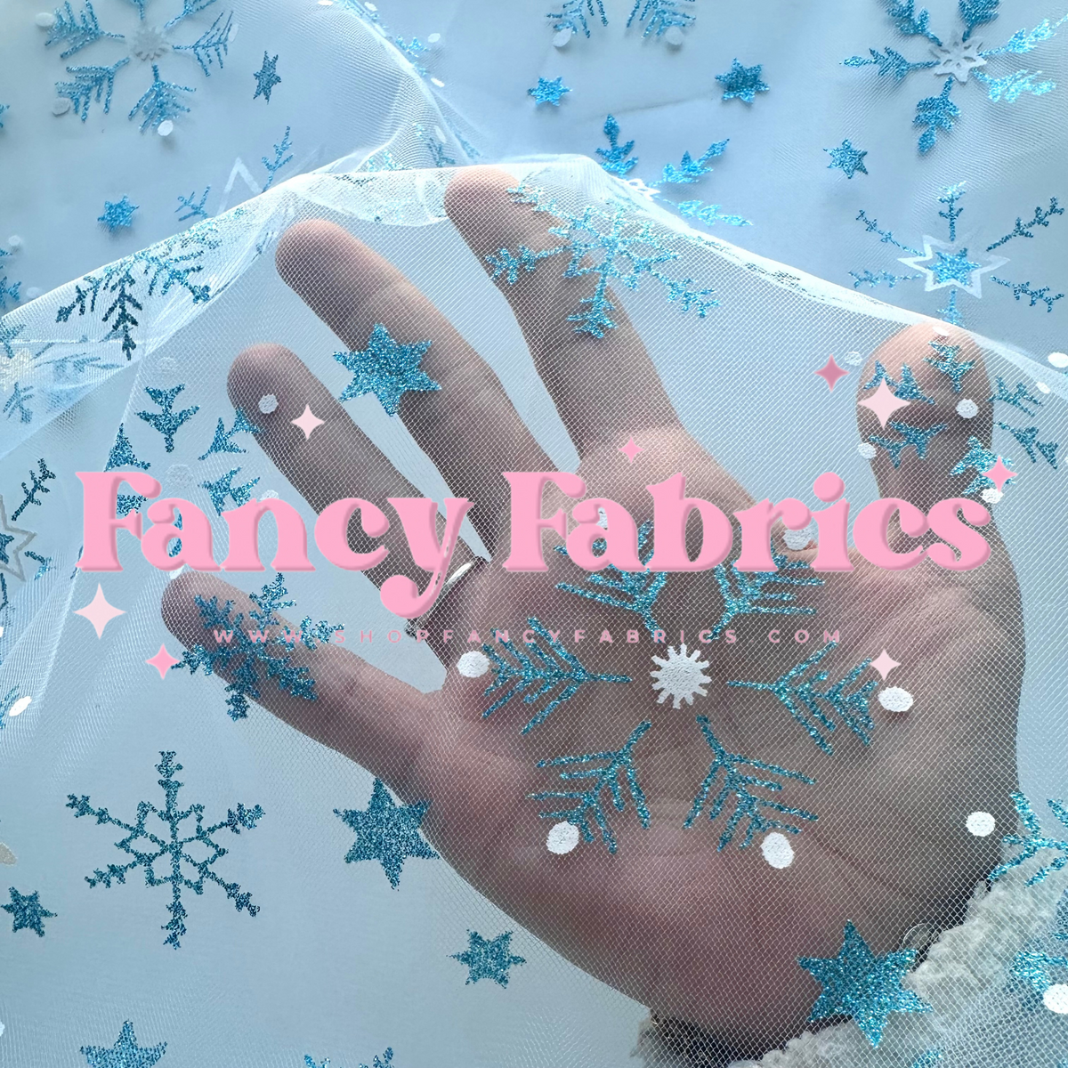 Blue Sparkle Snowflakes | Mesh | Ready To Ship