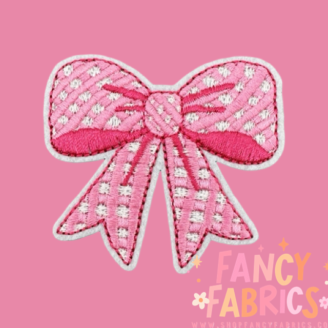 Pink Plaid Bow | Iron On Patch