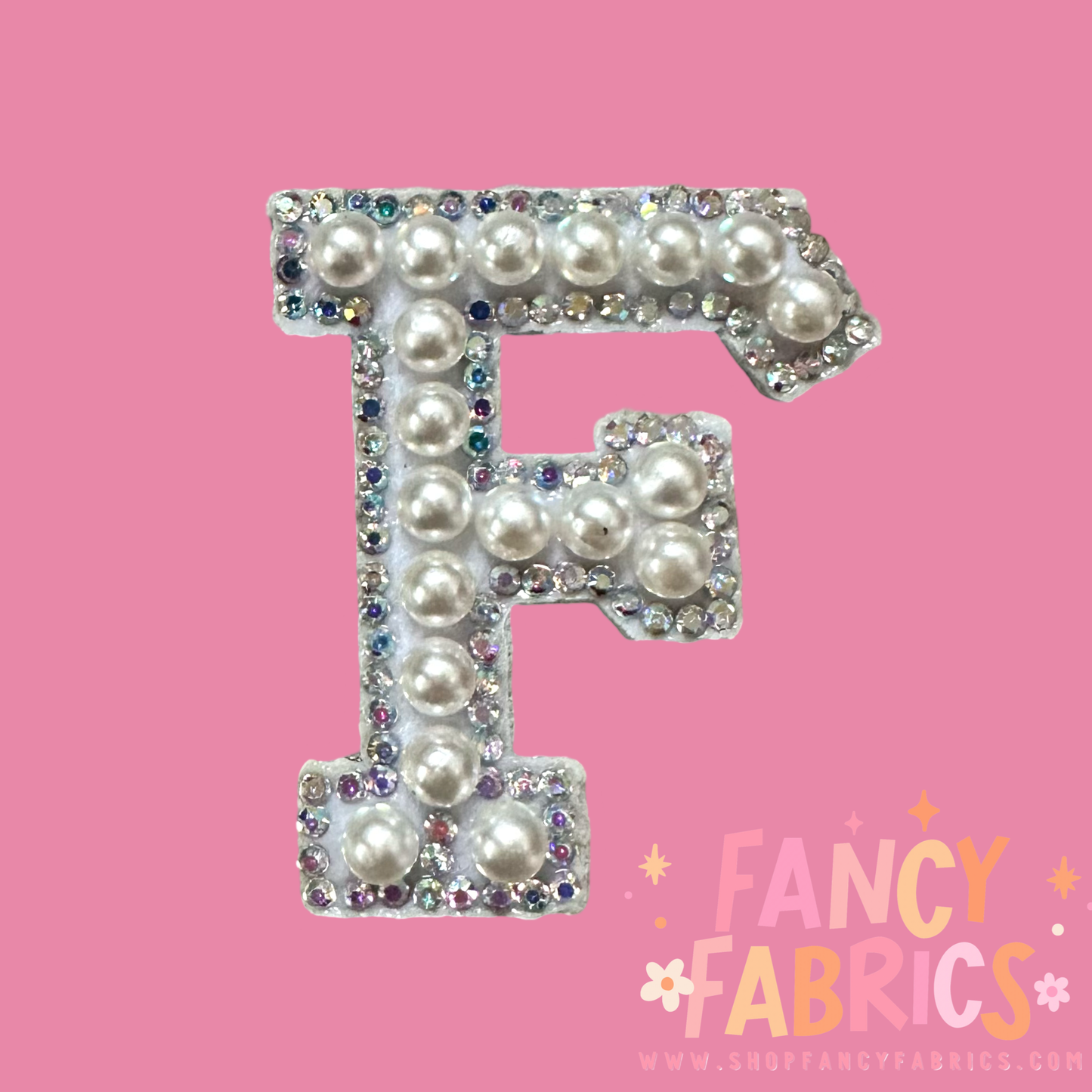 F (Pearls + Rhinstones) | Iron On Patch