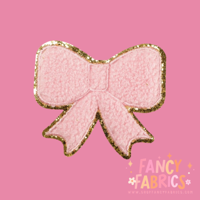 Light Pink Glitter Bow | Iron On Patch