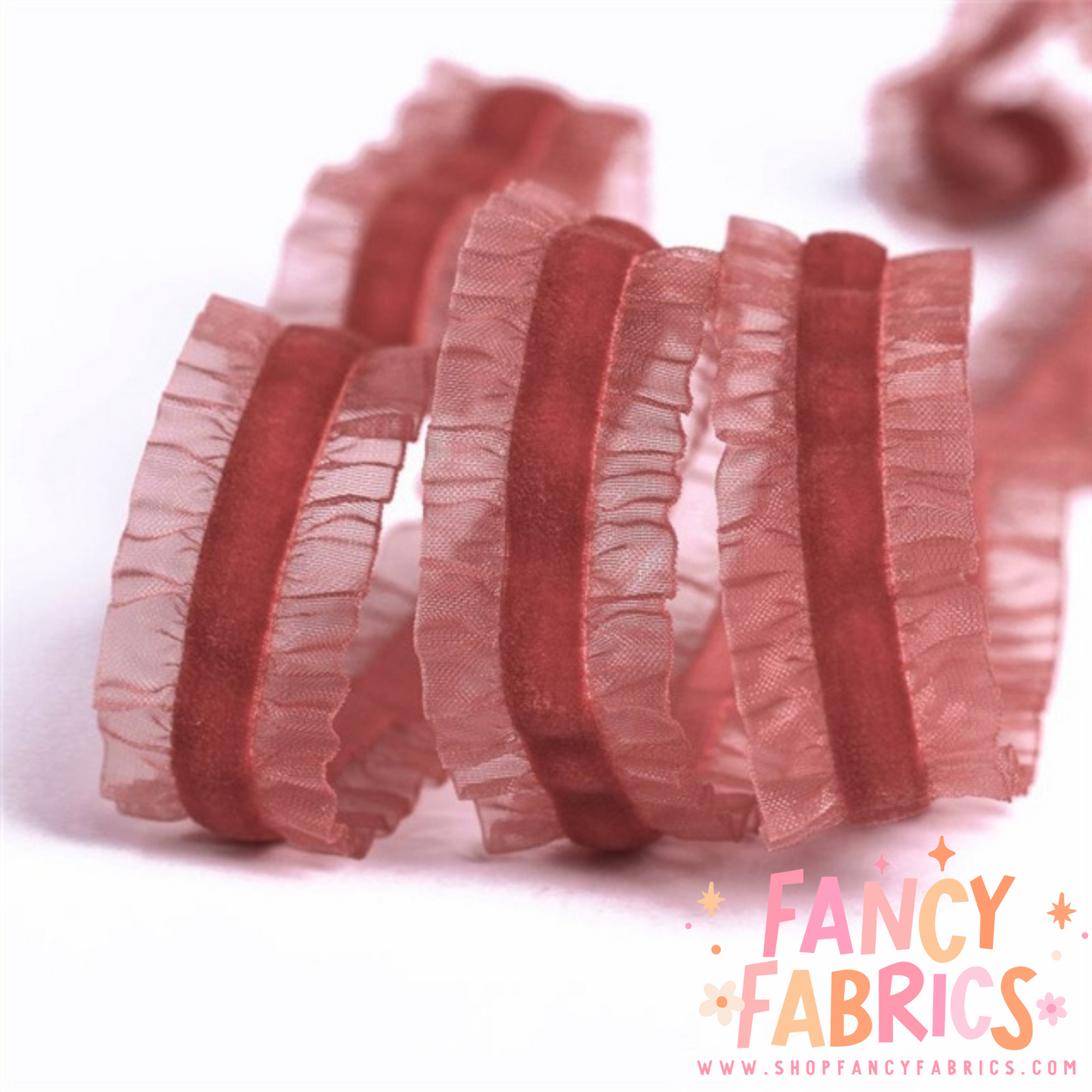 Maroon | Velvet Ruffle Trim